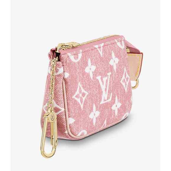 Louis Vuitton Micro Pochette Accessoires Denim Rose Pink Monogram Key Coin Purse - Picture 3 of 11